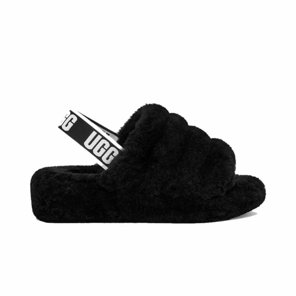 UGG Black Fluffy Slides